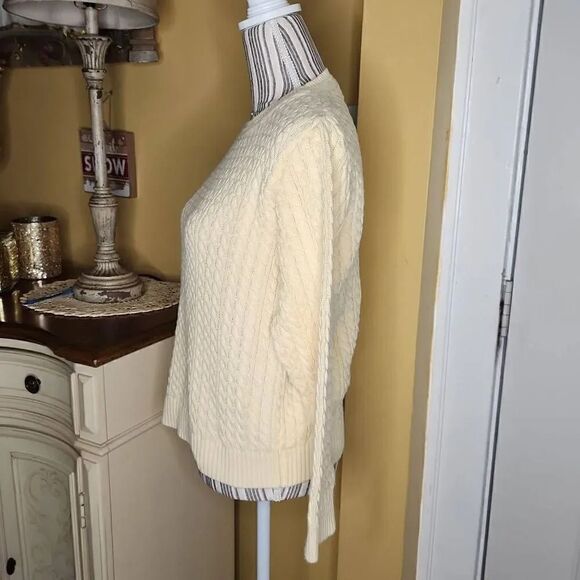 Appleseed's cable knit yellow sweater women's size M - Picture 2 of 4